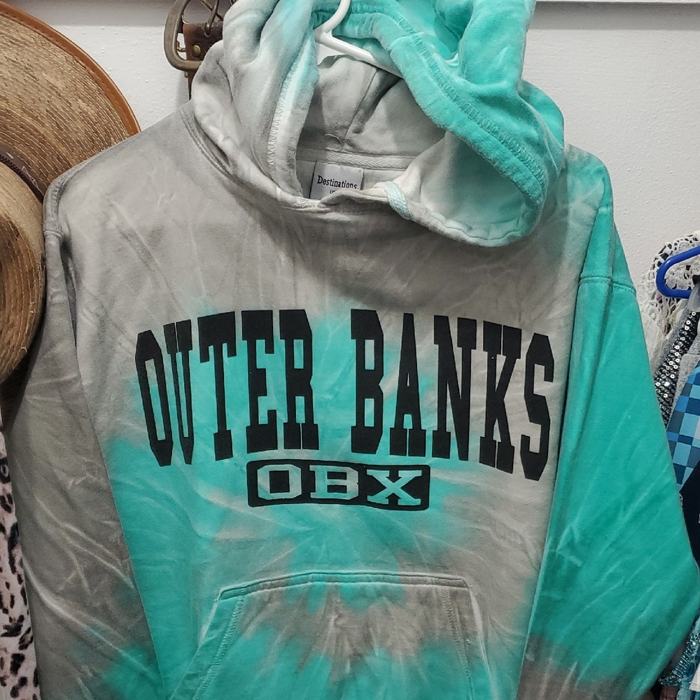 Destination Teal and Gray Outer Banks Hoodie